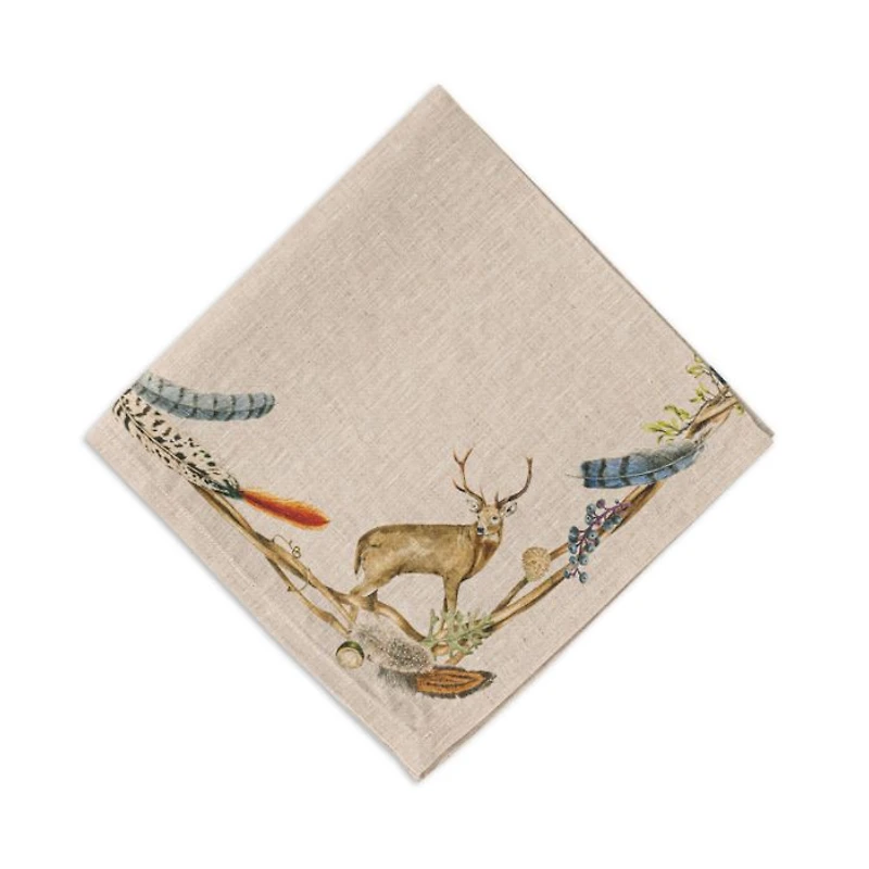 Forest Walk Café Au Lait Napkin with Animals