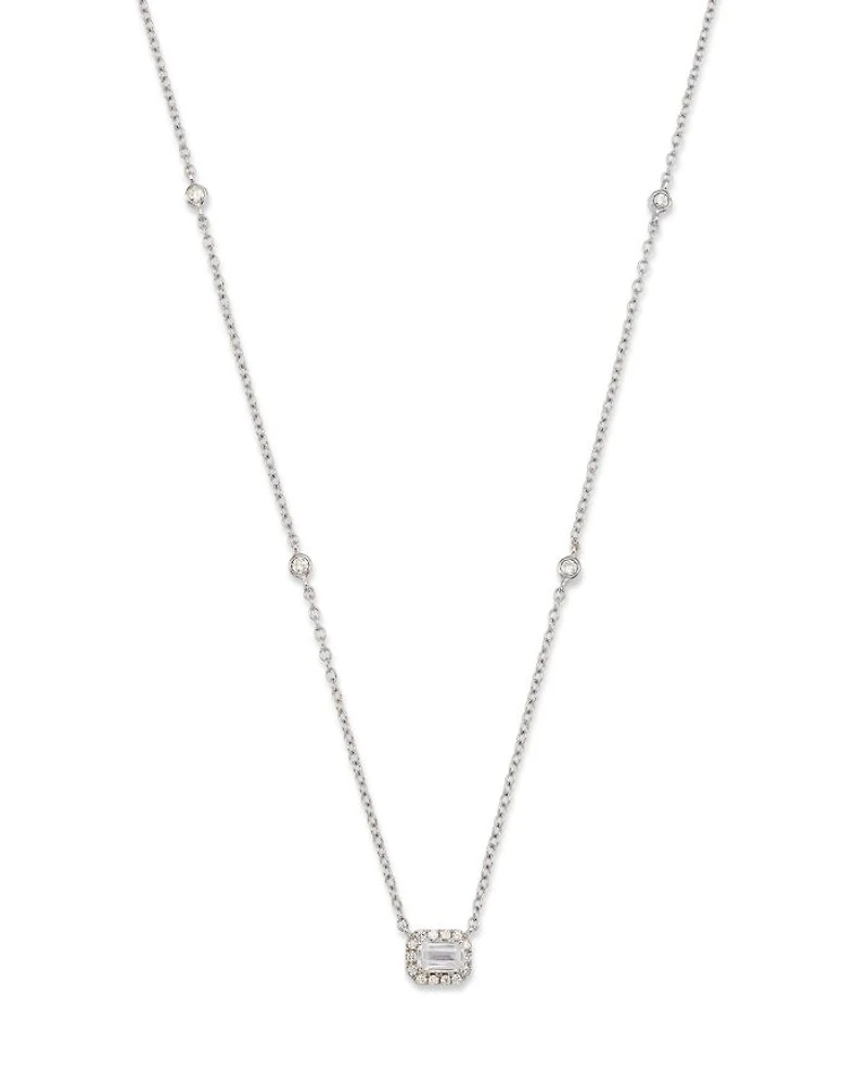 Diamond Mosaic Pendant Necklace in 14K White Gold, 0.50 tcw