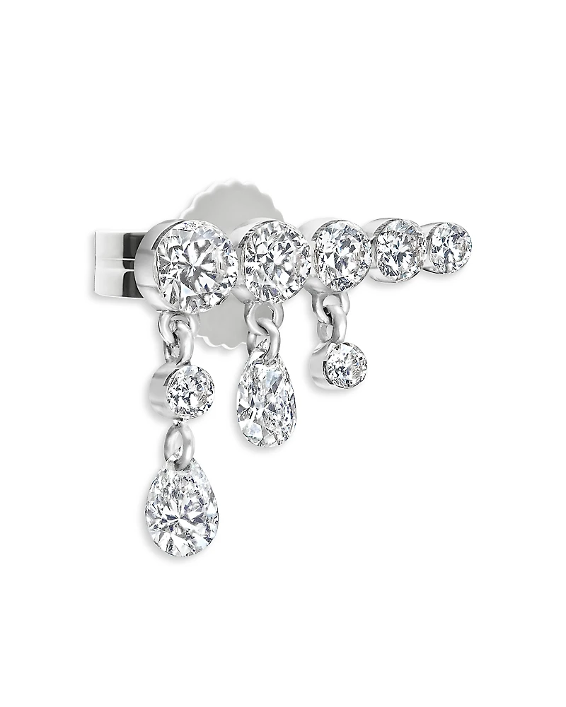 Maria Tash 18K White Gold Diamond Crescendo Bar Stud Earring, Left Orientation