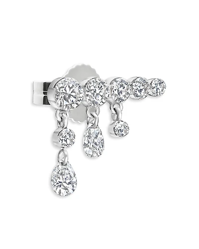 Maria Tash 18K White Gold Diamond Crescendo Bar Stud Earring, Left Orientation