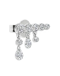 Maria Tash 18K White Gold Diamond Crescendo Bar Stud Earring, Left Orientation