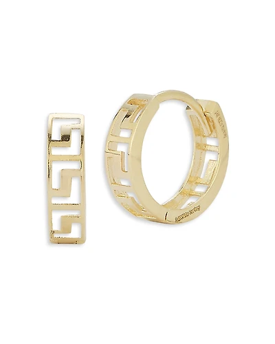 Moon & Meadow 14K Yellow Gold Greek Key Cut Out Huggie Earrings - Exclusive