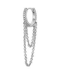 Maria Tash 14K White Gold Diamond Eternity Multi Chain Single Hoop Earring