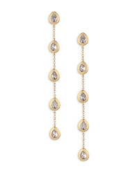 Single File Crystal Cubic Zirconia Teardrop Linear Drop Earrings in 18K Gold Plated