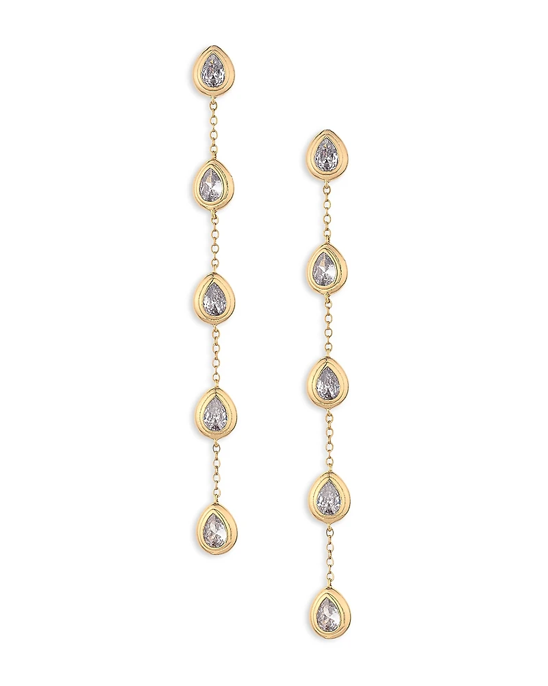 Ettika Single File Crystal Cubic Zirconia Teardrop Linear Drop Earrings