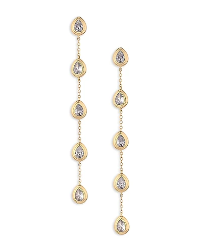 Ettika Single File Crystal Cubic Zirconia Teardrop Linear Drop Earrings