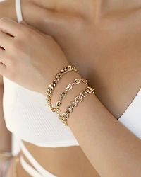 Might & Chain Link Bracelet in 18K Gold Plated, Set of 3