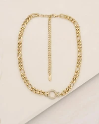Eternity Crystal Circle Pavé Ring Collar Necklace in 18K Gold Plated, 15.5"-20.5"
