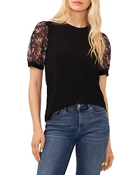 Floral Print Puff Sleeve Top