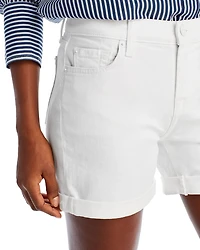 High Rise Roll Cuff Denim Shorts Broken Twill