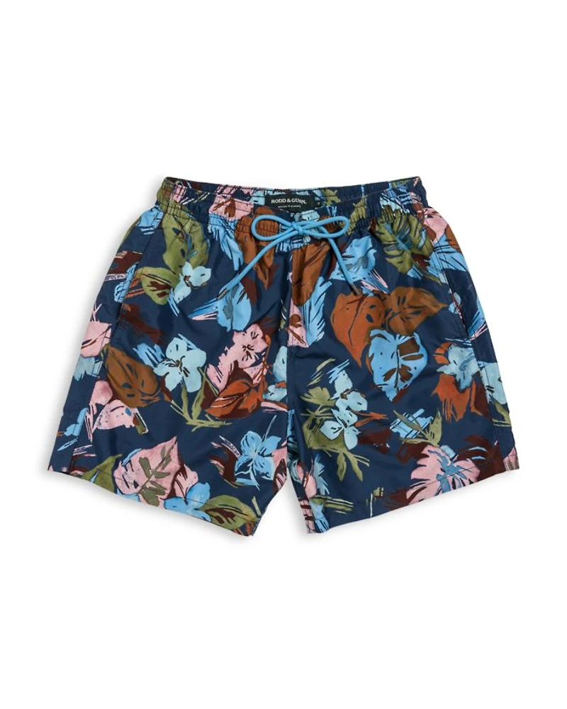 Dartmoor Bay Foliage Print 7" Swim Trunks