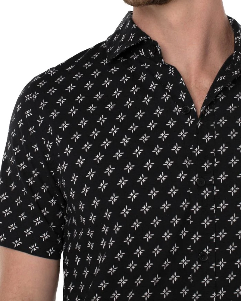Garment Dyed Short Sleeve Printed Shirt