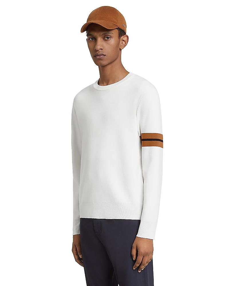 Zegna White High Performance Wool Crewneck Sweater