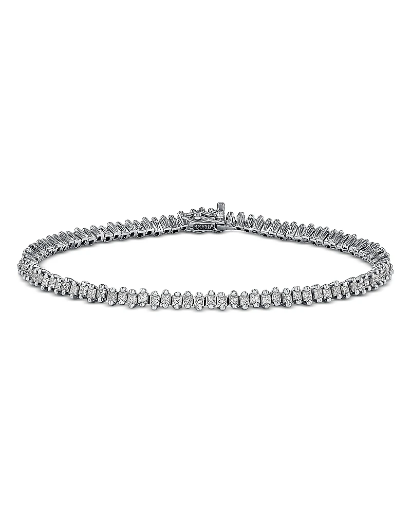 Suzanne Kalan 18K White Gold Princess Diamond Tennis Bracelet