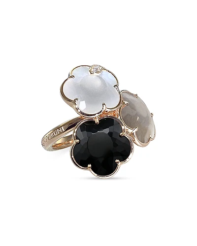 Pasquale Bruni 18K Rose Gold Bouquet Lunaire Ring with Grey & White Moonstone, Onyx & White Diamonds
