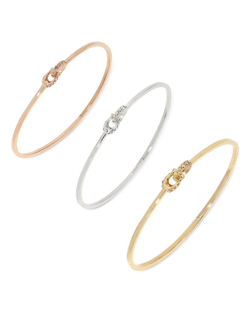 Interlocking Pavé Logo Bangle Bracelet Set
