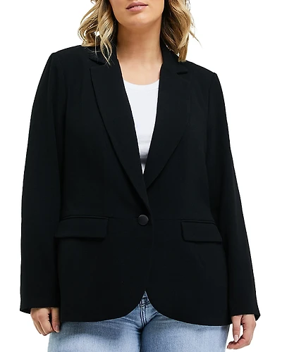 Estelle Plus Megan Notched Lapel Single Button Blazer
