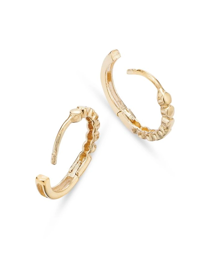 14K Yellow Gold Circle Huggie Hoop Earrings