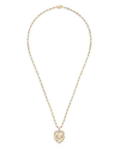 18K Yellow Gold Double Coeurs Diamond Pendant Necklace, 17.7"