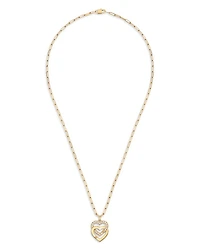18K Yellow Gold Double Coeurs Diamond Pendant Necklace, 17.7"
