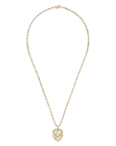 Dinh Van 18K Yellow Gold Double Coeurs Diamond Pendant Necklace, 17.7