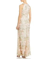 Appliquéd Embroidered Halter Gown