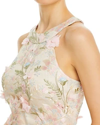 Appliquéd Embroidered Halter Gown