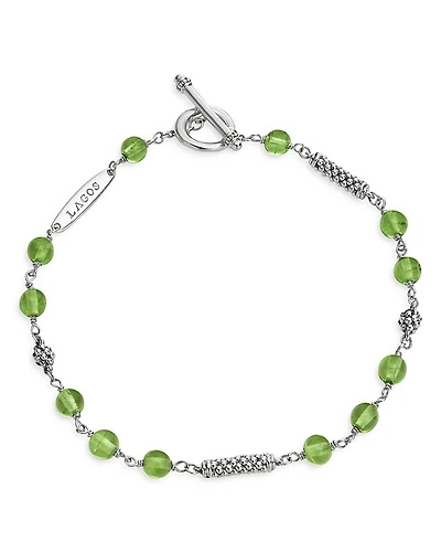 Lagos Sterling Silver Caviar Icon Peridot Beaded Bracelet
