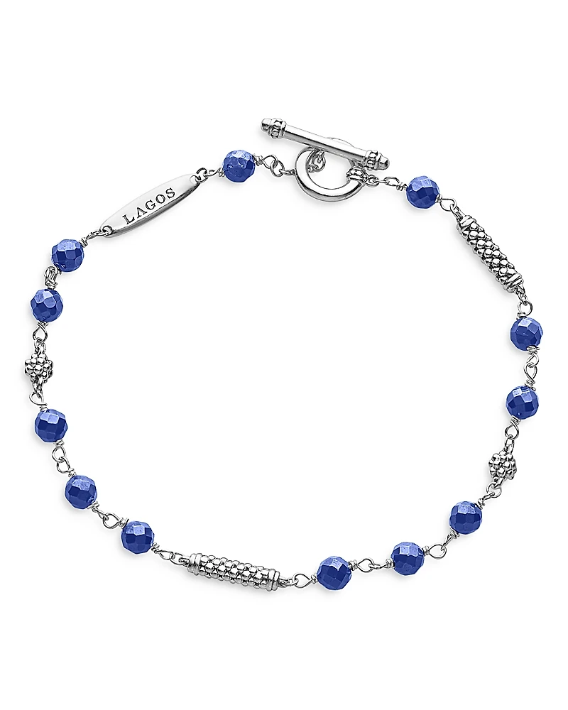Lagos Sterling Silver Caviar Icon Ultramarine Beaded Bracelet
