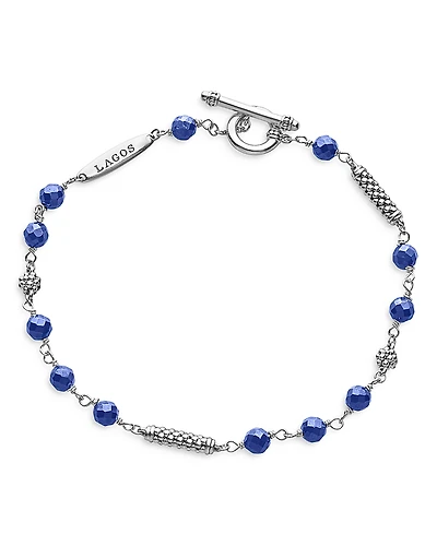 Lagos Sterling Silver Caviar Icon Ultramarine Beaded Bracelet