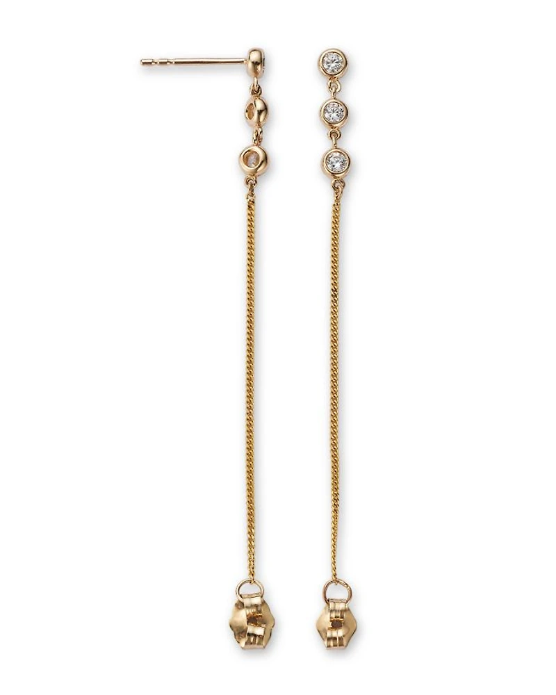 Diamond Chain Drop Earrings in 14K Yellow Gold, 0.25 tcw
