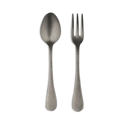 2 Piece Textured Silver Serving Set