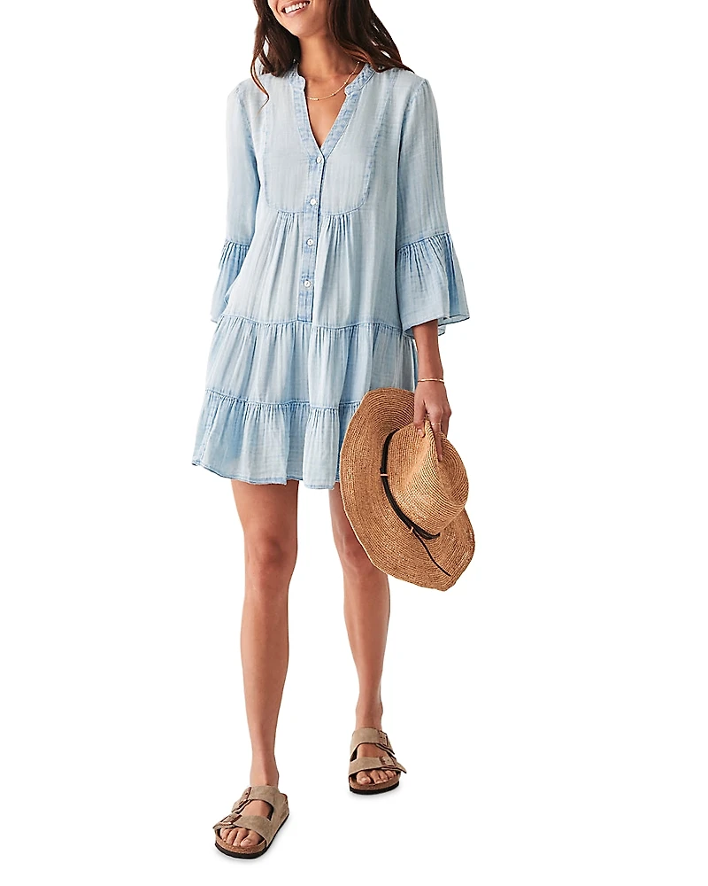 Faherty Kasey Organic Cotton Tiered Dress