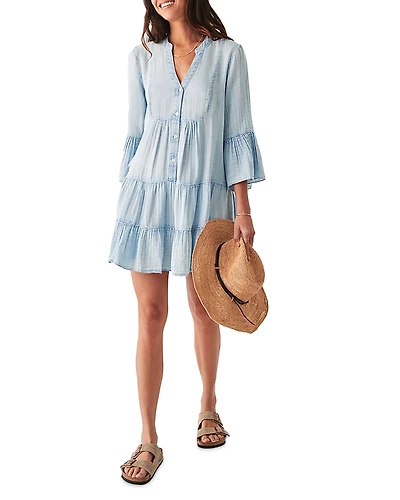 Faherty Kasey Organic Cotton Tiered Dress