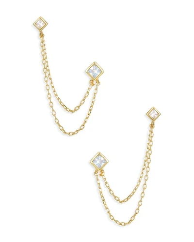 Draped Chain Double Piercing Earrings