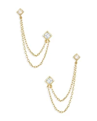 Draped Chain Double Piercing Earrings