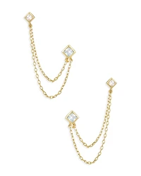 Ettika Draped Chain Double Piercing Earrings