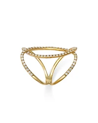 Diamond Crossover Ring in 14K Yellow Gold, 0.75 tcw