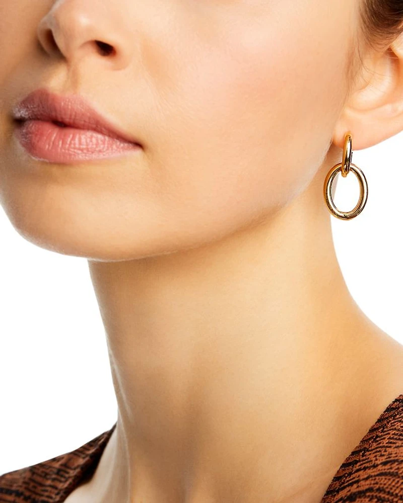 14K Yellow Gold Doorknocker Drop Earrings