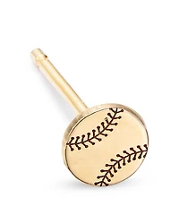 14K Yellow Gold Itty Bitty Symbols Baseball Single Stud Earring
