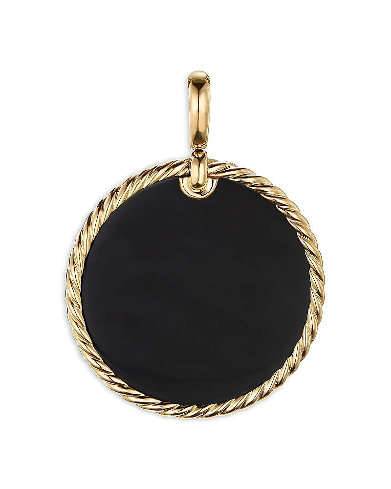 David Yurman 18K Yellow Gold Dy Elements Disc Pendant with Black Onyx & Mother-of-Pearl