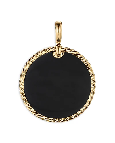 David Yurman 18K Yellow Gold Dy Elements Disc Pendant with Black Onyx & Mother-of-Pearl