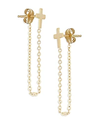 Moon & Meadow 14K Yellow Cross Draped Chain Earrings - Exclusive