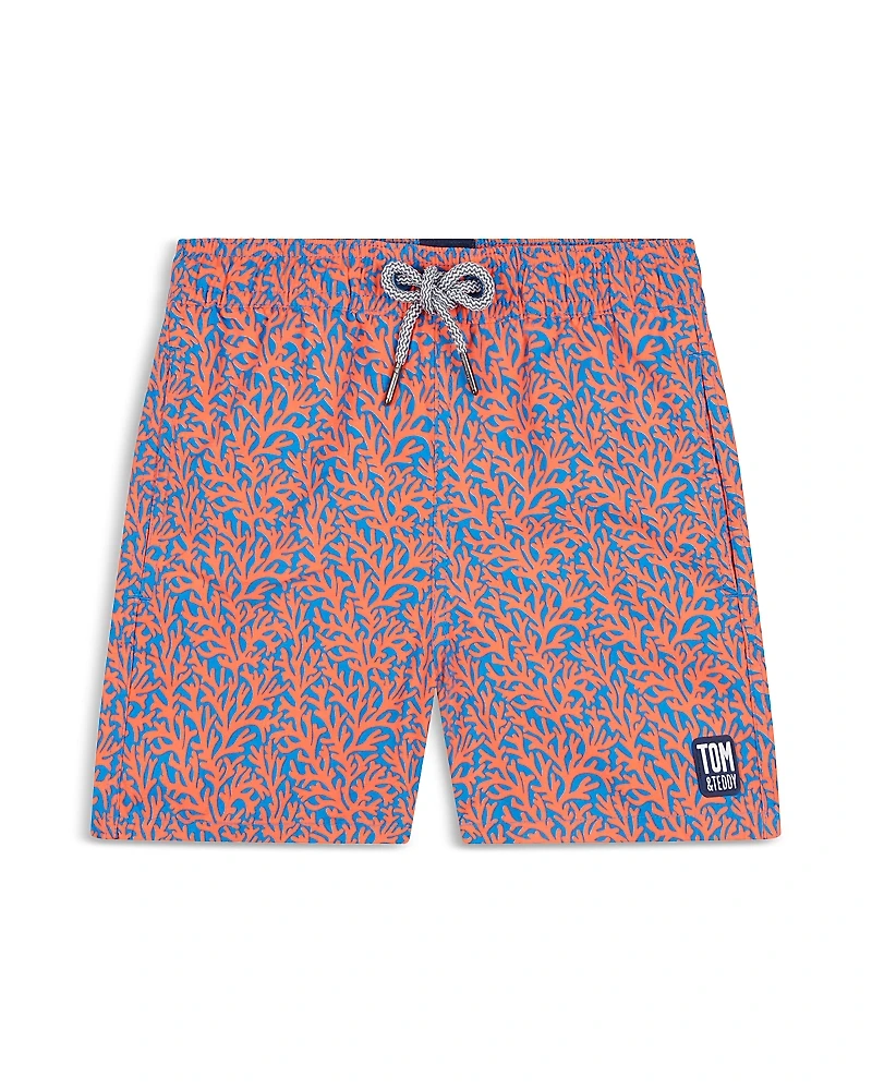 Tom & Teddy Boys' Coral Print Swim Trunks - Little Kid, Big Kid