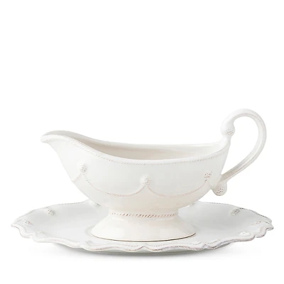 Juliska Berry & Thread Whitewash Sauce Boat and Stand