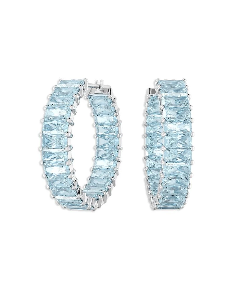 Matrix Baguette Color Crystal Hoop Earrings