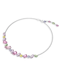 Gema Multicolor Crystal Choker Necklace in Rhodium Plated, 15"