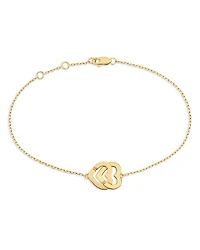 18K Yellow Gold Maillon Double Heart Link Bracelet