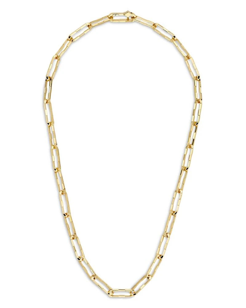 18K Yellow Gold Link to Love Large Square Link Chain Necklace, 19.6"