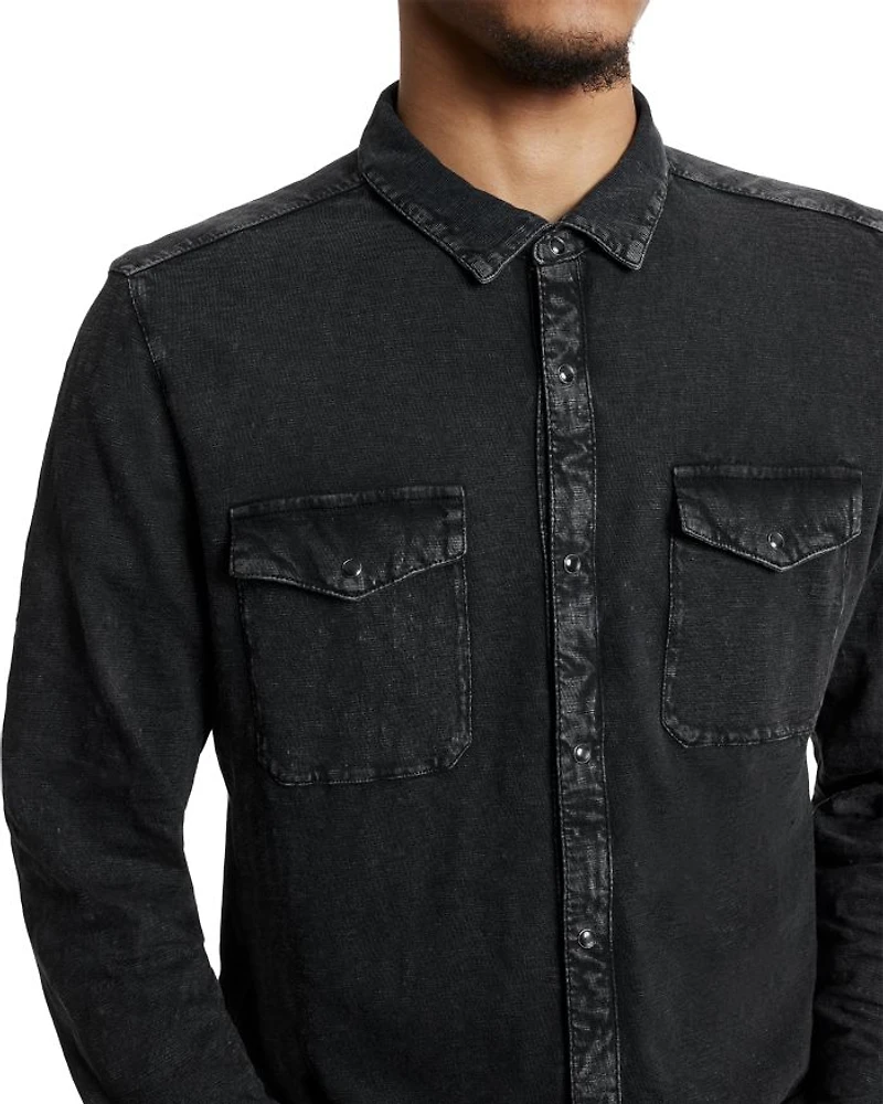 Arvon Cotton Textured Knit Button Down Western Shirt